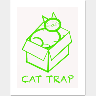 Cat in a box cat trap Posters and Art